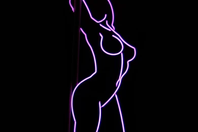 1366x768 Neon, Silhouette, Black Background, Girl Wallpapers And ...