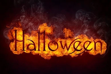 Halloween In Fire Isolated On Black Background. Computer Design ...