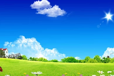 Meadow Cloud House Art Digital Meadow By The City Sun Sky City HD ...