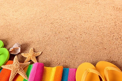 Beach Sandals And Towels Wallpaper, Beach Pictures And Images