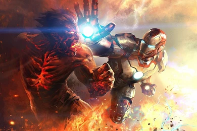 Fire Battle Iron Man 3 Metal Art Wallpapers