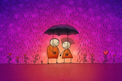 Download Wallpapers 1600x1200 Couple, Umbrella, Love, Pink ...