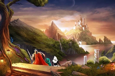 Trine 2 Castle Tree Mountain Sea Sky