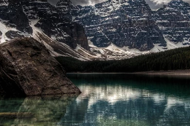 Mountains Snow Rock Dual Screen Rocks Lakes Multiscreen Wallpapers ...