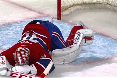 Carey Price Takes One In The Pills Feb 6 2013 Boston Bruins Vs ...