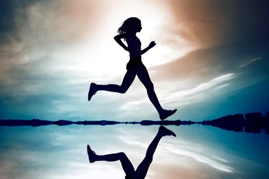 Wallpapers Sports Girls Girl Silhouette Jog Reflection Running ...