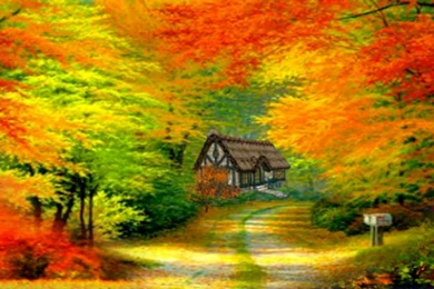 Other: Autumn Nature Cottage Fall Trees Landscape High Quality ...