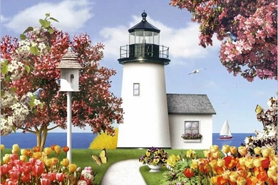 Lighthouse Painting   Beautiful Lighthouses Wallpapers 9   Wallcoo.net