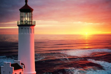 Beautiful Lighthouses At Sunset   Wallpaper.