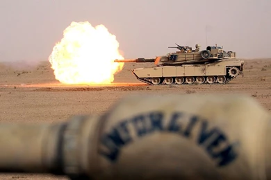 ABRAMS TANK FIRING MILITARY WALLPAPER   (