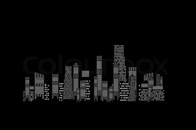 Illustration Of Cities Silhouette On Black Backgrounds