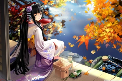 Autumn Anime Scenery HD Desktop Wallpapers : Widescreen : Fullscreen