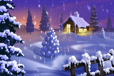 Wallpapers Christmas Nature Snow Falling House Scenes Wallpapers ...