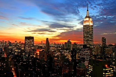 New York Skyline Sunset Wallpaper.
