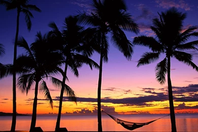Tropical Island Beach Sunset   Wallpaper.