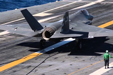 US Navy's $1 Trillion F 35 Jet   Historic Landing On USS Nimitz ...