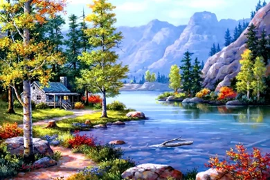Mountain Cabin Scenery Wallpapers
