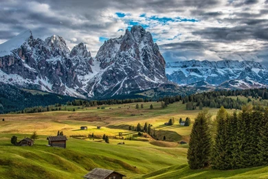 Hill Nature Sky Mountain Cabin Cloud Snowy Mountains Snow HD ...