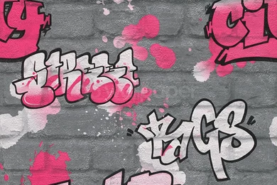 Rasch Urban Graffiti Wallpapers In Silver, Pink & White
