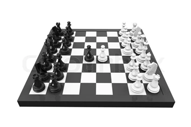 Isolated Blackboard And Chess On White Backgrounds