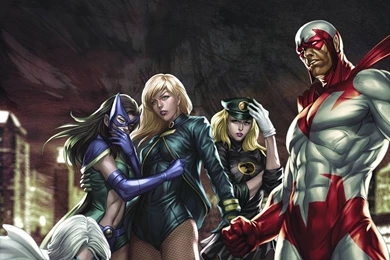 Black canary Blackhawk Huntress Artwork Artgerm Birds Of Prey Hawk ...