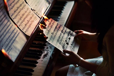 Key Piano Sheet Burning Music Sheets Music Fire HD Wallpapers ...