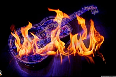 Guitar On Fire HD Desktop Wallpapers : Widescreen