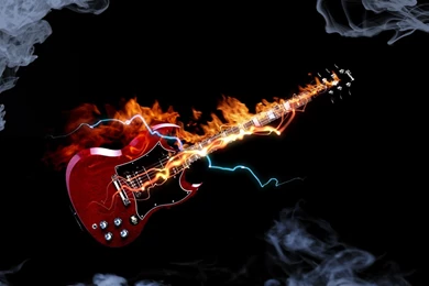 Guitar In Fire Wallpapers