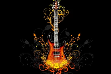 Download Wallpapers 3840x2400 Guitar, Fire, Light Ultra HD 4K HD ...