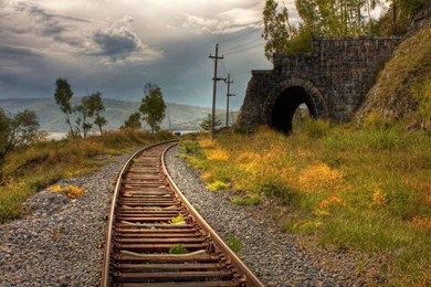 Curving Railway Along A River >> HD Wallpaper, Get It Now!