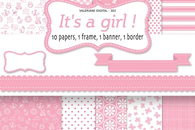 Baby Girl Digital Paper Pink Baby Backgrounds By ValerianeDigital