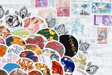 Vintagebloom   11 X 14 Paper Print, Flower Painting, Collage Art ...