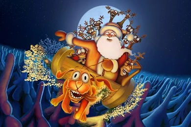 Santa Claus Flying Reindeer Desktop Wallpapers