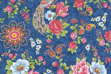 313054 Blue Paisley Floral   Eijffinger Wallpapers