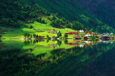 Nature Forest Green Summer Home Village Lake Wallpapers