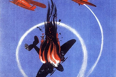 Russian Red Biplane   Vintage Propaganda Posters Wallpapers Image