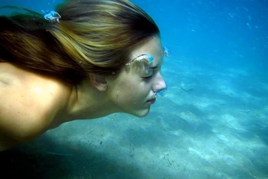 Beautiful Women Diving Under The Sea Wallpapers