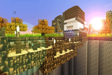 Minecraft Wallpapers   House In The Sunset By Nsgeo On DeviantArt