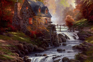 Thomas Kinkade Cottages Wallpaper, Thomas Kinkade Wallpapers ...