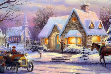 Memories Of Christmas By Thomas Kinkade HD Desktop Wallpapers ...