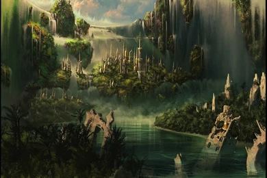 Fantasy Nature Kingdom Artwork Waterfalls – Abstract Fantasy HD ...