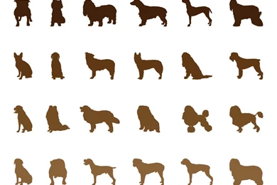 Dog Silhouettes Set Vector Art & Graphics