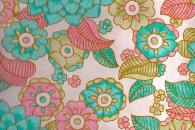 Vintage 1970s Wallpapers   Pink And Turquoise Flowers