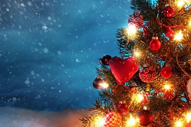 Download Wallpapers 3840x1200 Tree, New Year, Christmas, Snow ...