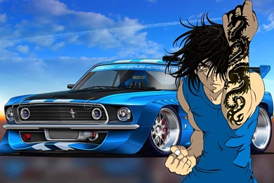 Boy And Racer Car Cartoon
