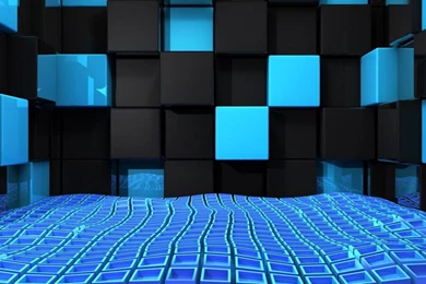 Wallpapers Squares Cube Space Blue Black Weightlessness Hi ...