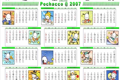 Pochacco 2007年年曆月曆卡通牆紙下載 Calendar Wallpapers Download