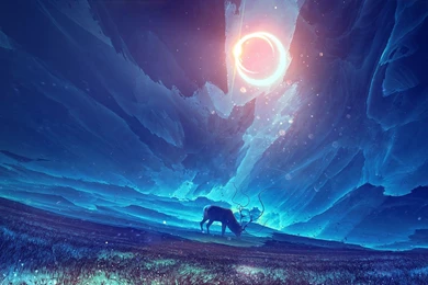 Artistic: Elk Field Night Cloud Moon Sky Picture Gallery For High ...