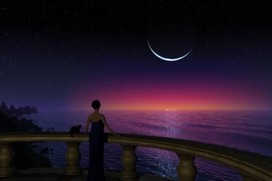 Lady Watching The Sunset: 3D/Digital Wallpapers Backgrounds Bandit