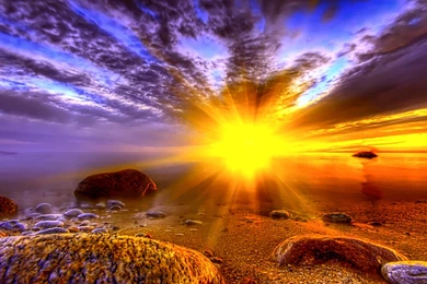 Wonders Of The Sea At Sunset Golden Sun Wallpapers, Beach Pictures ...